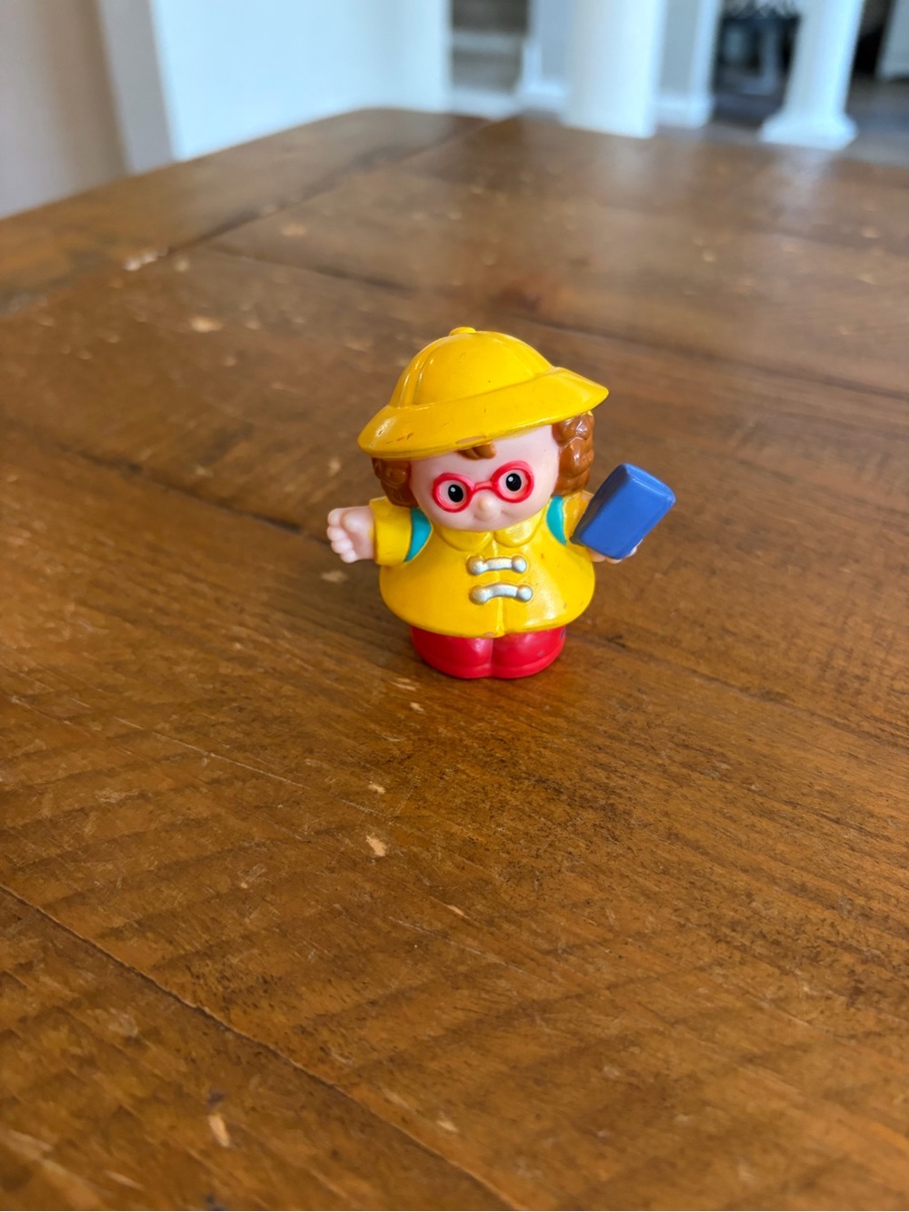 Fisher Price Little People schoolgirl Maggie in raincoat  as is